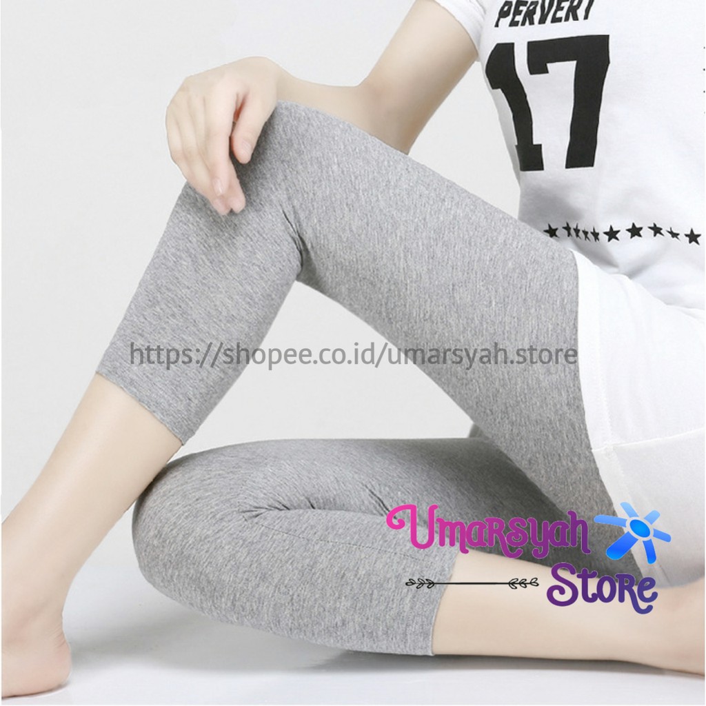 Legging Pendek Bahan Kaos Soft Rayon Premium Standar &amp; Jumbo 3/4