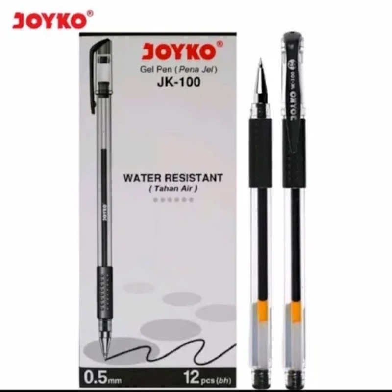 

Pulpen Joyko Gel JK-100 1Lusin/ Bolpoin tinta hitam/ Pulpen Hitam