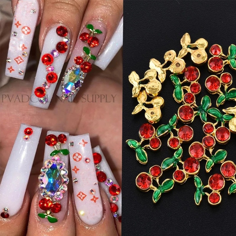 Siy 1pc Charms Berlian Imitasi Bentuk Cherry 3d Untuk Dekorasi Nail Artmanicure Diy
