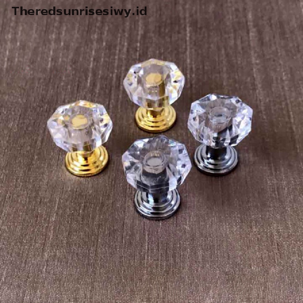 # Alat Rumahan # 10pcs Knob Kristal Akrilik Lemari Tarikan Laci Handle Door Knob Diamond Cabine~