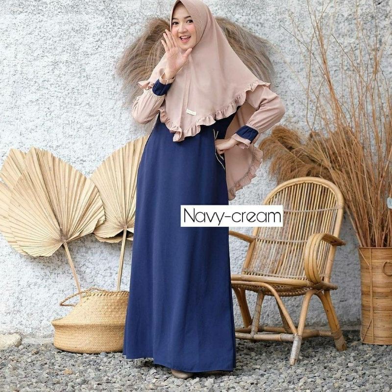 CB - Shanum Gamis Syar'i Free Hijab - Baju Gamis Syar'i Set Khimar - Busana Muslim Wanita Syar'i