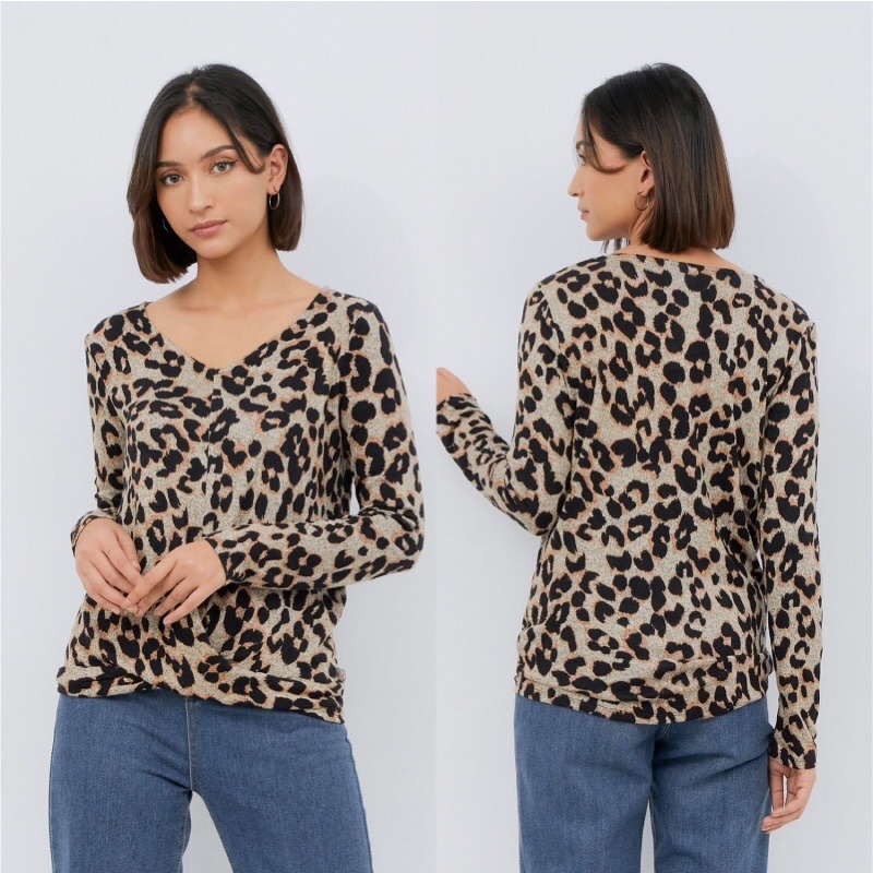 Jumbo Old Navy Leopard Long Sleeve Animal Print Big Size lengan Panjang Sisa Ekspor