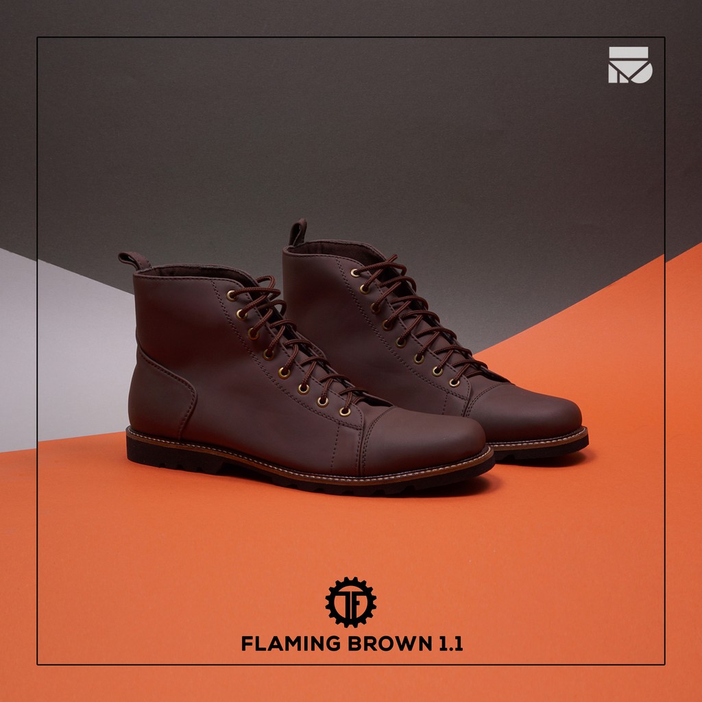 Fleming Brown | 40-44 | Sepatu Boot Kerja Coklat Casual Pria Kantor Cowok Laki Santai Boots | FORIND x Tragen