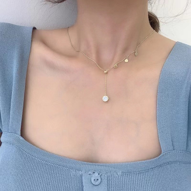 Korea fashion style titanium steel peri kalung all-match baru berkualitas tinggi dilapisi emas 14K t