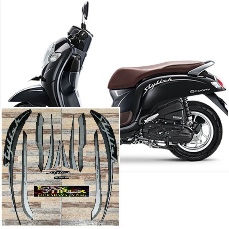 striping original Honda Scoopy Stylish hitam black tahun 2019