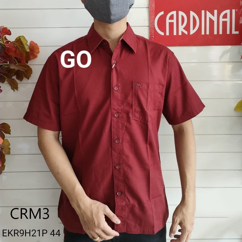 gos  CRM CARDINAL KEMEJA CASUAL Pakaian Atasan Pria Kemeja Reguler Hem Polos Original Lengan Pendek