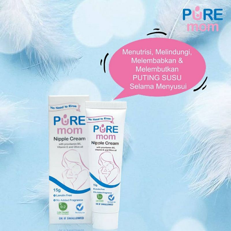 Pure Mom Nipple Cream 15g | Salep Krim Untuk Puting Ibu Aman Untuk Bayi | Pure Kids Baby