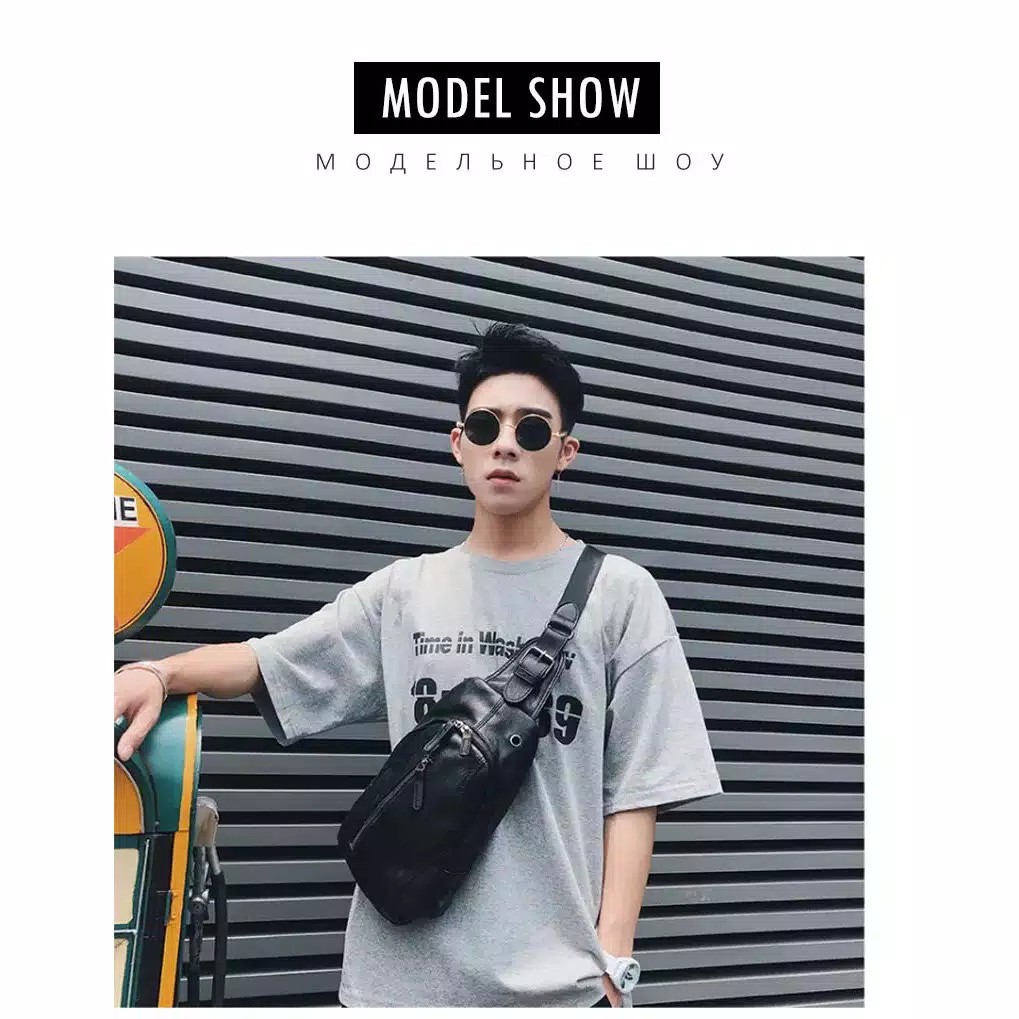 Tas Selempang Pria  - LT02 Bag Hitam Premium