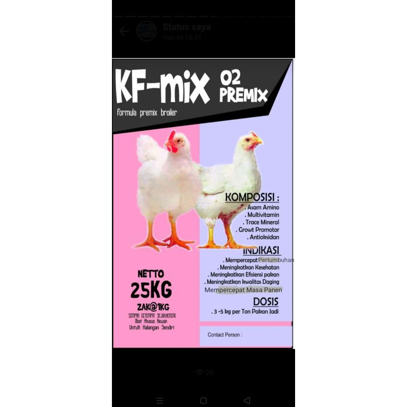

KFMix Bro 02 Premix Broiler,Babi Spesial Mix untuk Mempercepat Pertumbuhan