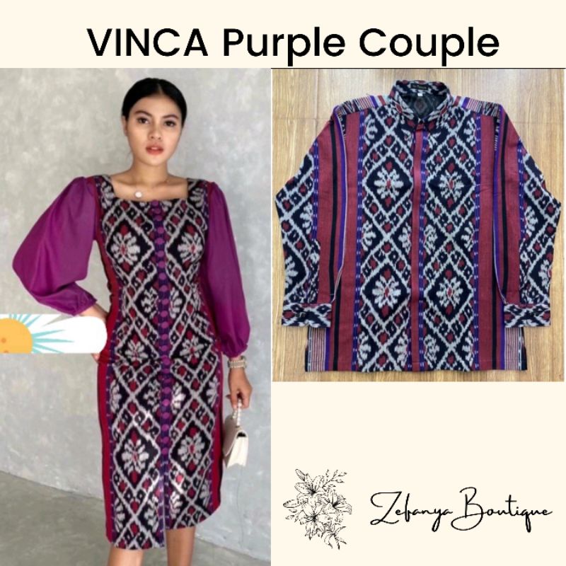 VINCA PURPLE COUPLE - TENUN COUPLE - TENUN SARIMBIT - TENUN SET COUPLE KELUARGA - TENUN ETNIK KEKINI