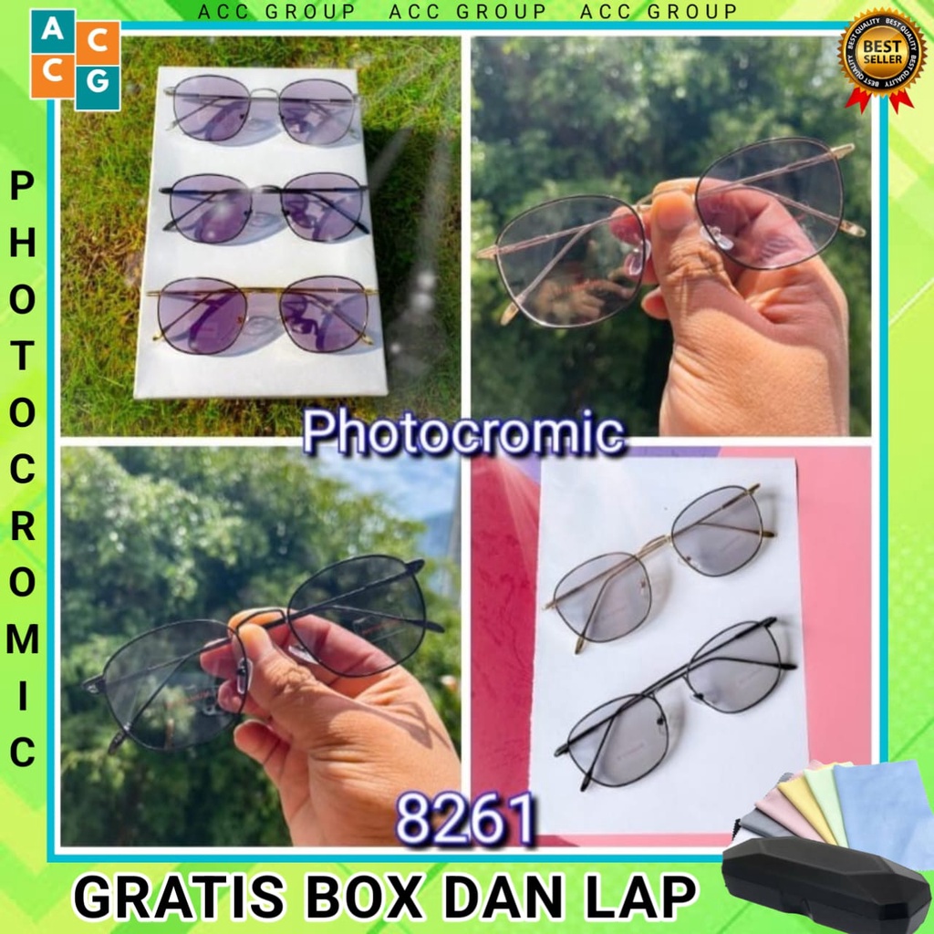 FREE BOX DAN LAP PHOTOCROMIC BERUBAH WARNA FRAME TITANIUM KOREAN STYLE WANITA