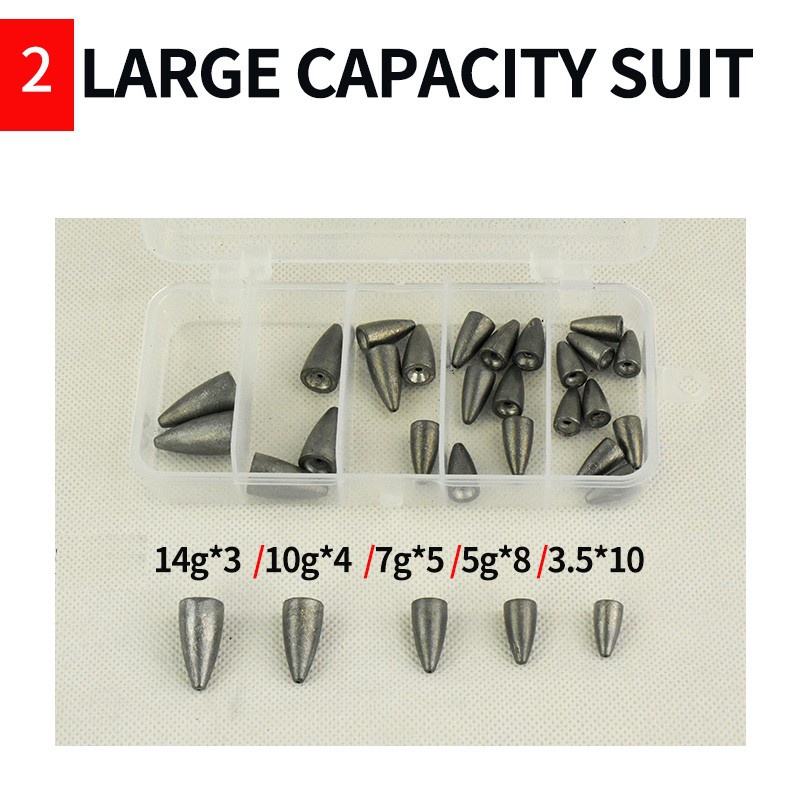 30 Pcs Bullet Lead 3.5g-14g Plummet Plumb Bob Plummet Fittings