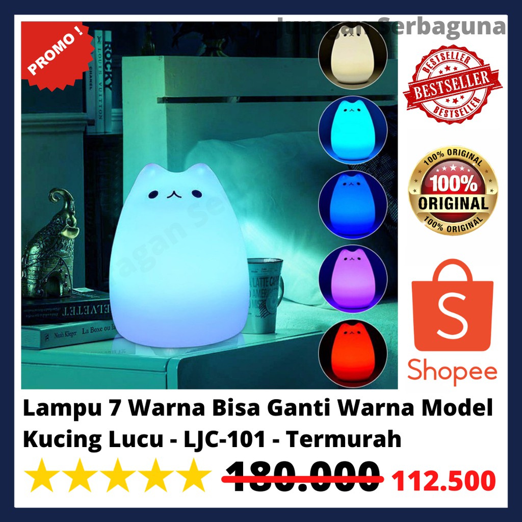 Lampu 7 Warna Bisa Ganti Warna Model Kucing Lucu - LJC-101 - Termurah