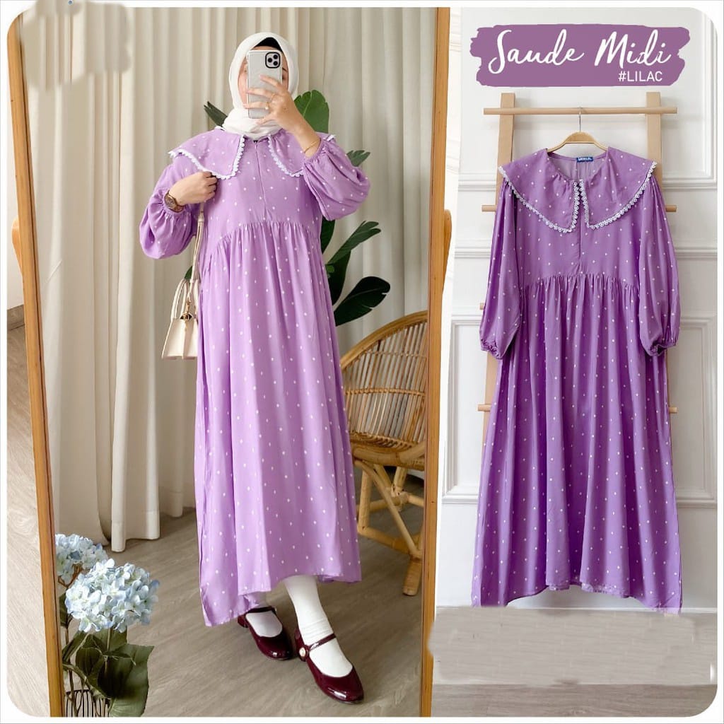 Orimoza Maxi Dress Wanita Rayon Crinkle Busui-MIDI SAUDE LILAC