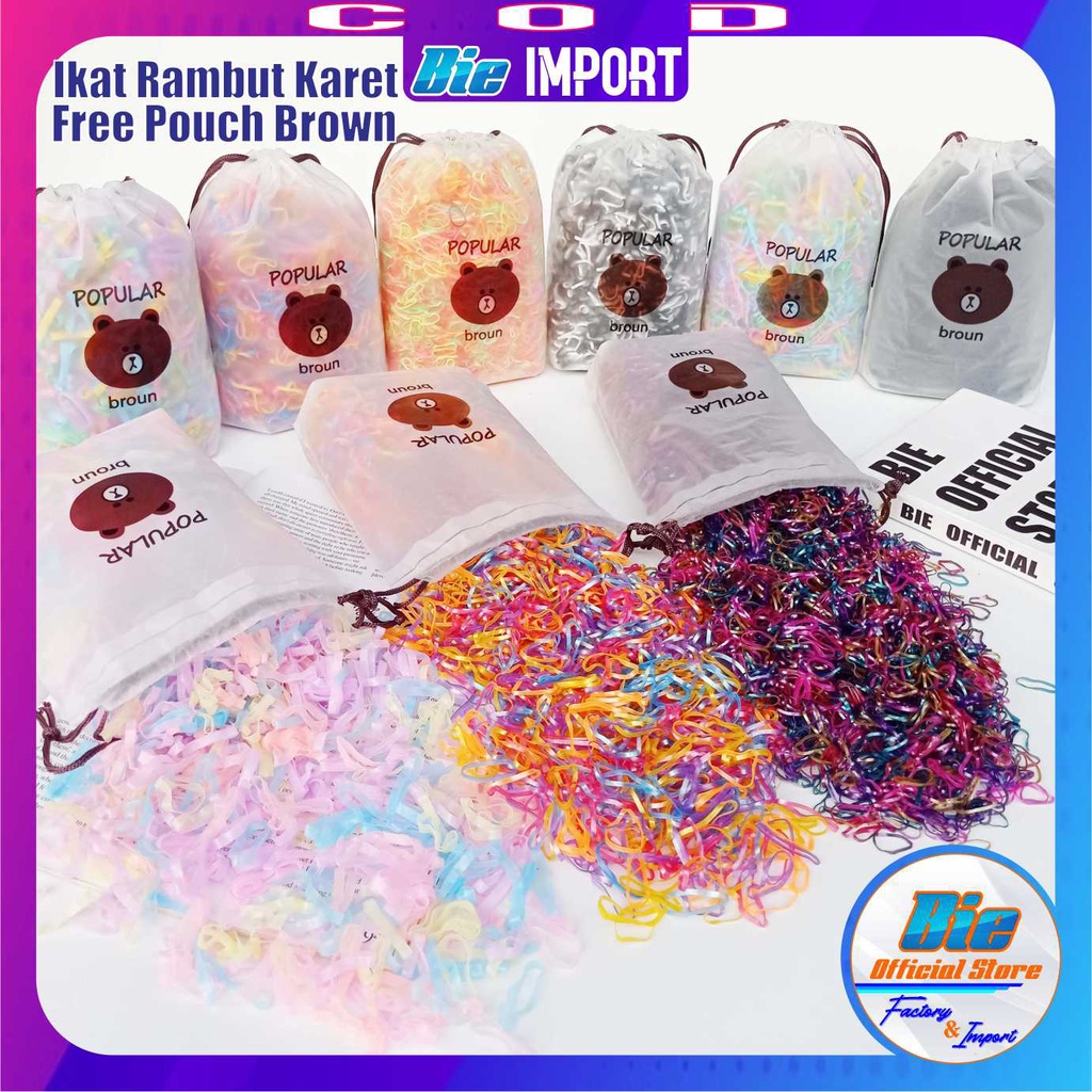 3000 Pcs Ikat Rambut Karet Jepang Free Pouch Impor Best Seller