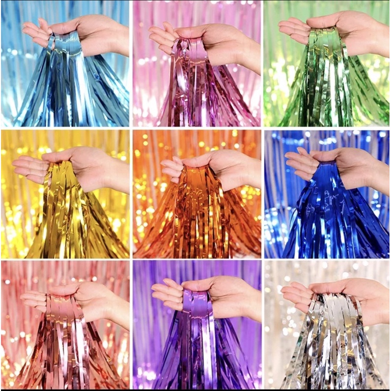 Tirai Foil Ulang Tahun 1x2m / Tirai Rumbai Pesta Ultah / Backdrop Foil