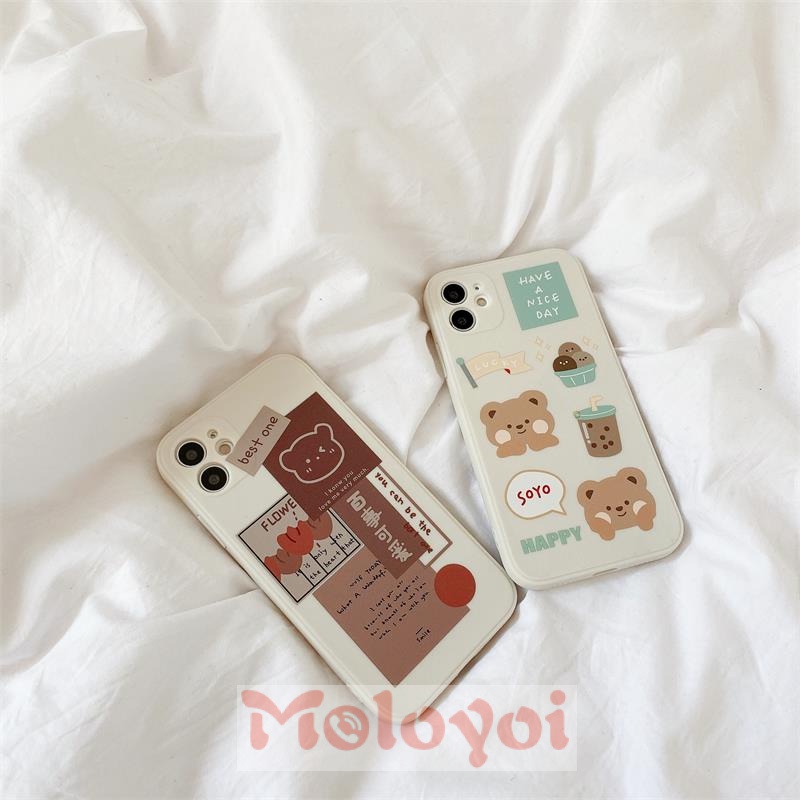 Xiaomi Case Cute Bear Redmi Note 10 10s 10pro Max Xiaomi POCO X3 NFC Poco M3 Redmi Note 9 8 Remi 9C NFC 9 9T Retro Cute Bear Straight Cube Phone Cover