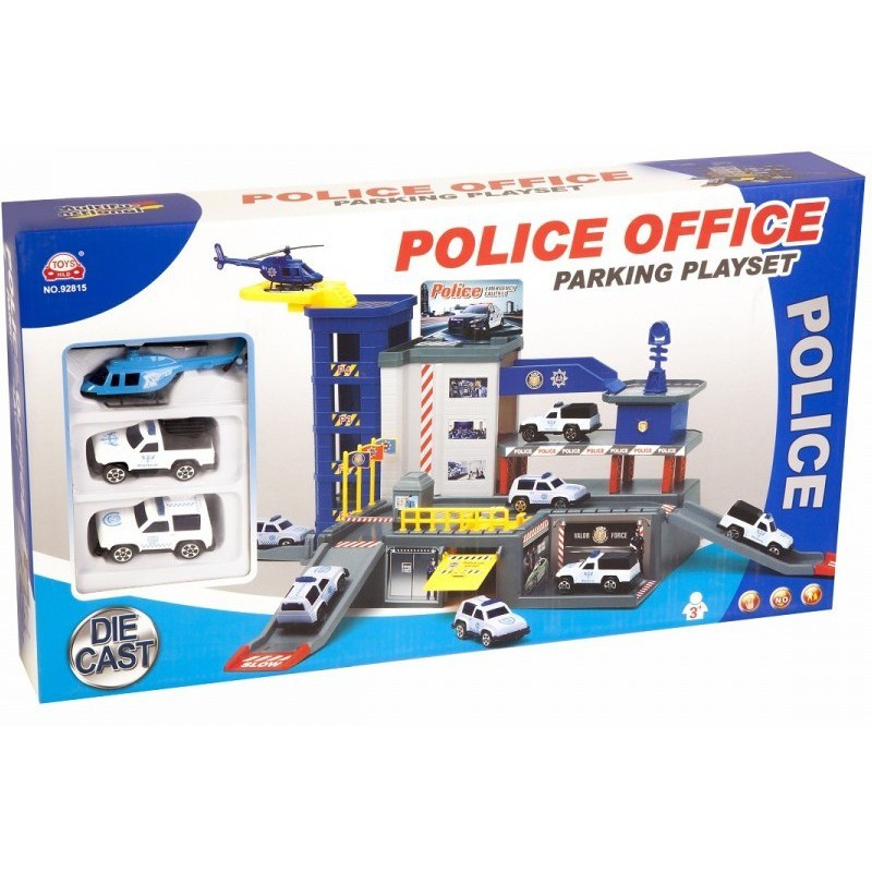 Mainan Mobil Mobilan Anak Track Parking Police Office Parking Playset Mainan Edukasi Anak