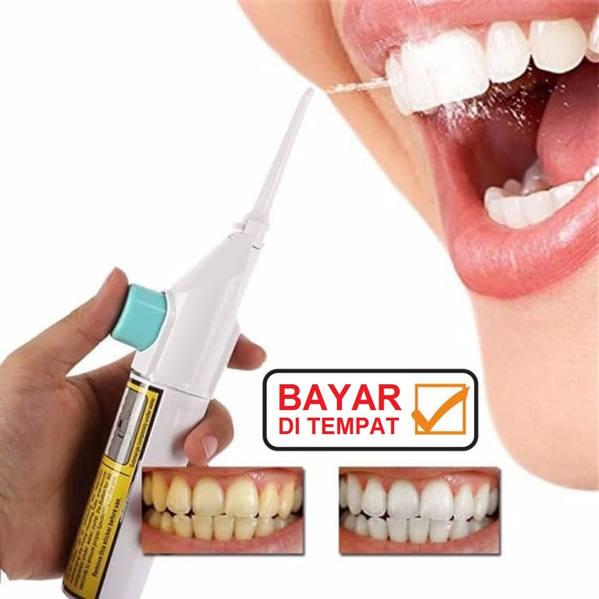 BWDO Alat Pembersih Gigi Kuning Semprot Manual Power Floss Putih Perontok Karang Gigi Sela-Sela Gigi