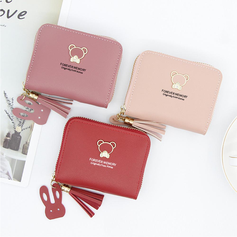 DOMPET WANITA 2 RESLETING PREMIUM PINK KULIT BESAR PANJANG IMPORT KOREA TALI FASHION CORYTA