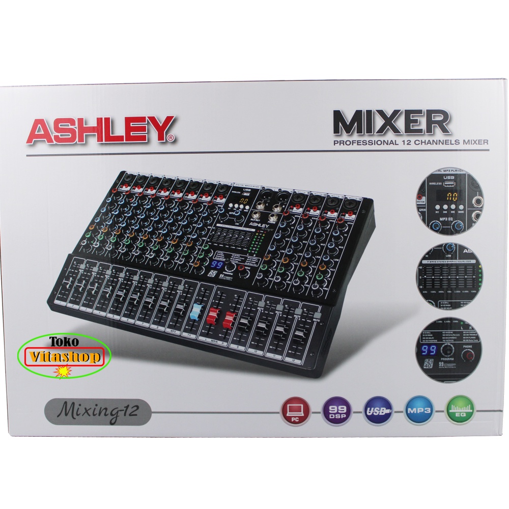 MIXER ASHLEY 12 CHANEL MIXING-12 SUPPORT SOUND CARD USB,MP3,BLUETOOTH