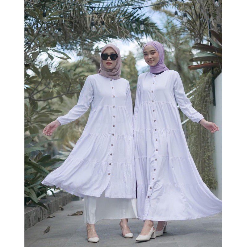 Zora dress - casual dress - dress putih - dress muslim - dress polos - gamis