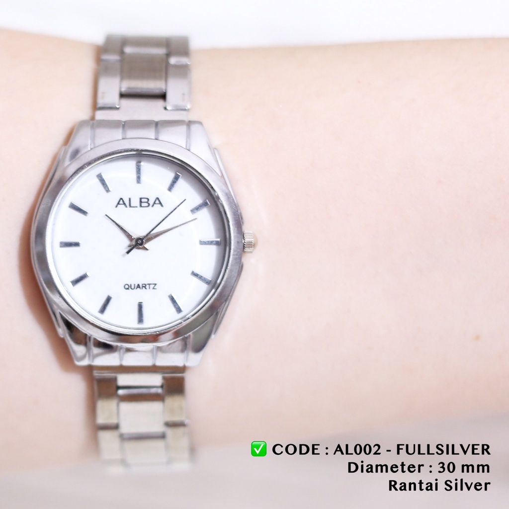 Jam tangan rantai wanita stainless steel aloy free baterai cadangan AL001