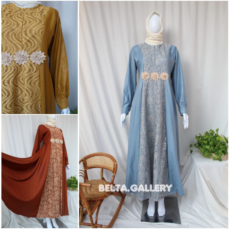 Gamis Brokat Terbaru Mewah terbaru2022 baju lebaran Brukat Toyobo Premium