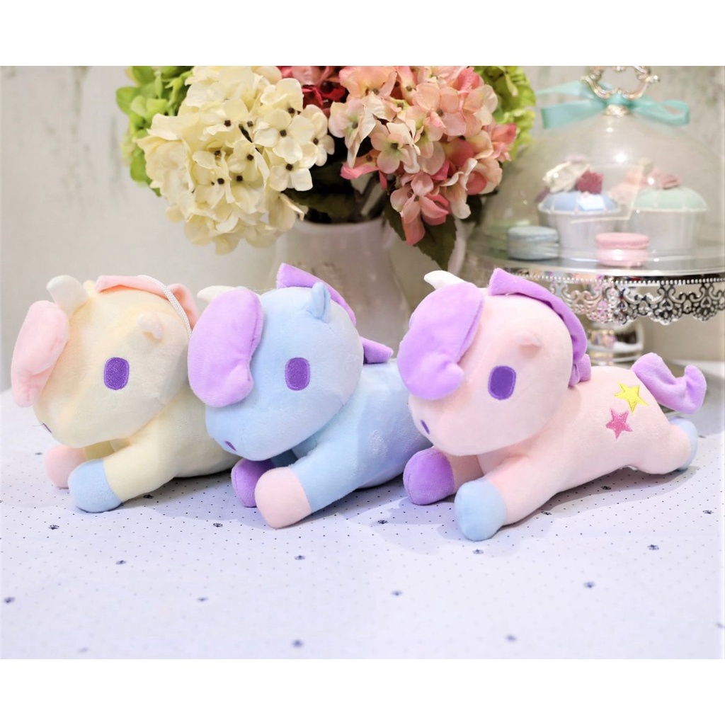 BONEKA UNICORN LAY KUDA PONY 20CM IMPOR