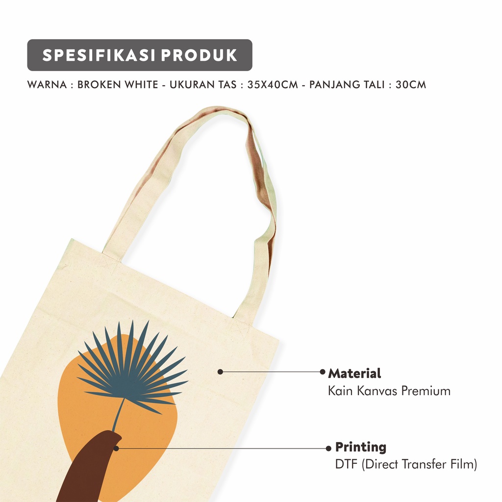 Sevine Tote Bag Kanvas Tas Fashion Totebag Wanita DTF Printing Nordic Aesthetic Series - KPA8