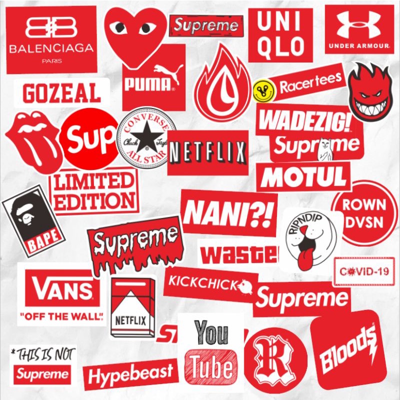 

(COD)STICKER DISTRO RED WHITE SERIES/STICKER HYPEBEAST AESTHETIC/STIKER LOGO BRAND