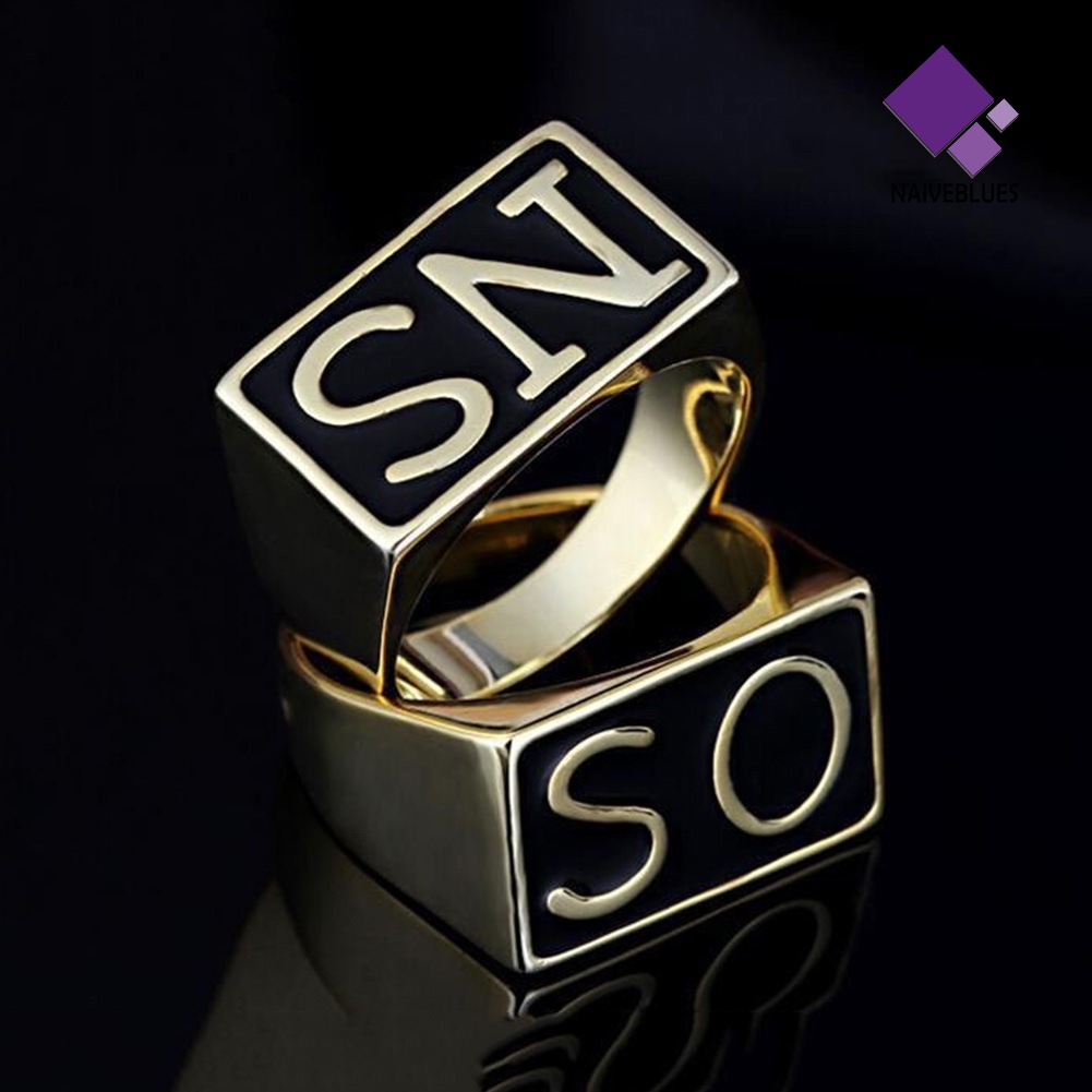 2pcs / set Cincin Jari Bahan Stainless Steel Gaya Punk Untuk Pasangan