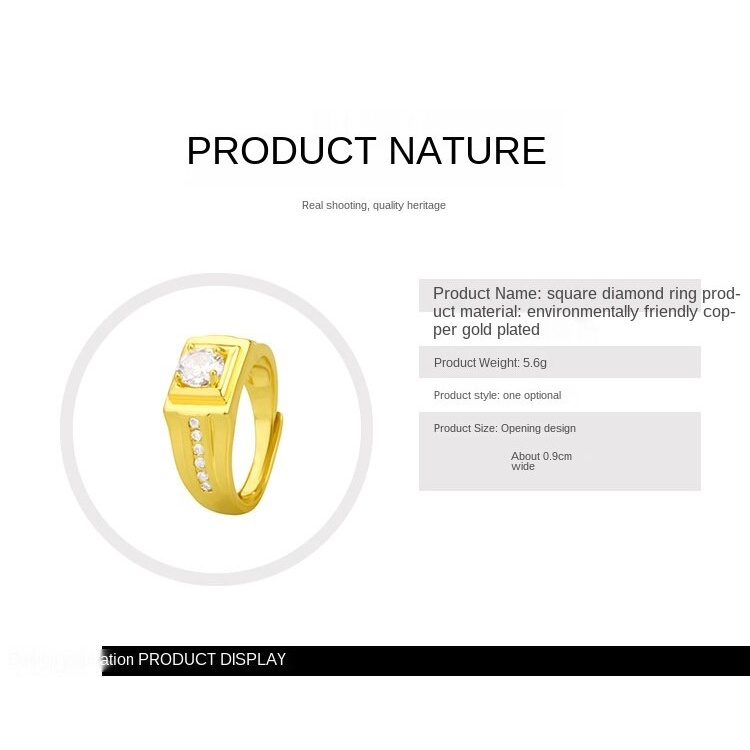 Cincin Emas Asli Kadar 375 Hias Berlian Zirkon Gaya Korea Untuk Pria