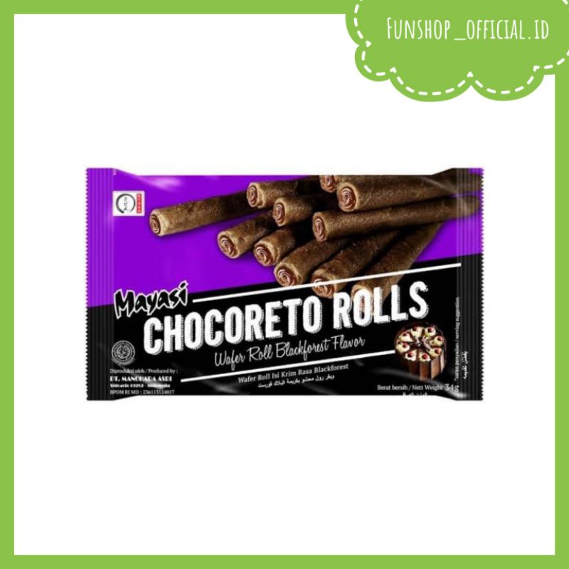 

Mayasi chocoreto Rols blackforest / Mayasi Chocoreto Rols chocolate 34gr