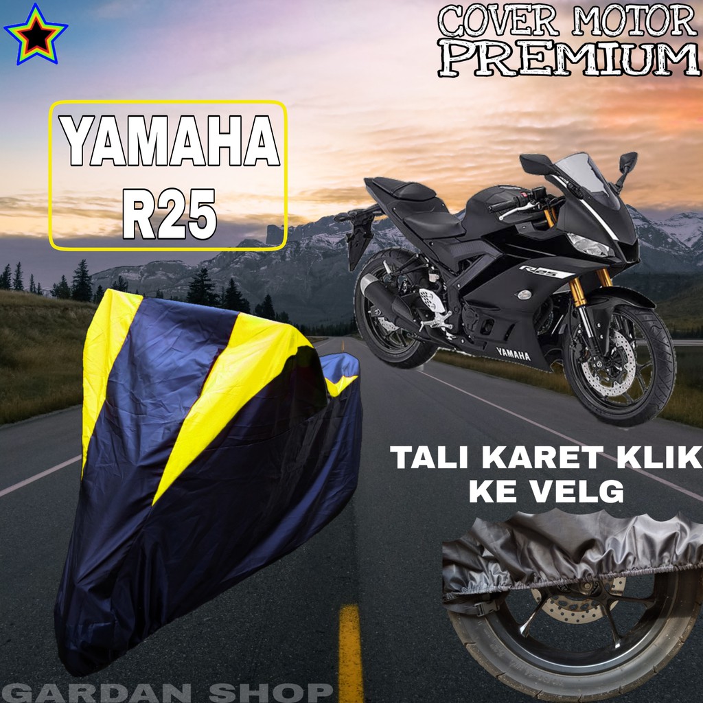 Sarung Motor YAMAHA R25 Hitam Kuning Body Cover Penutup Pelindung Motor Yamaha R25 PREMIUM