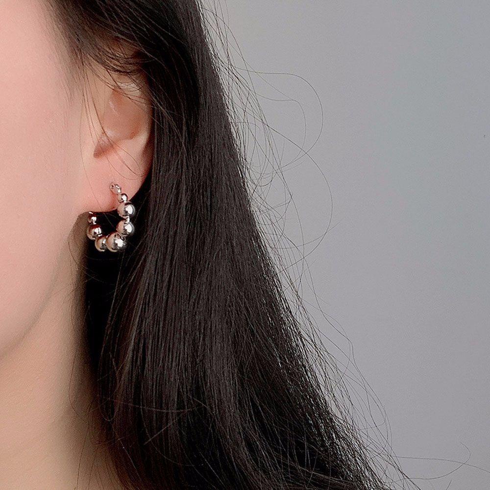 Needway Hoop Earring Hadiah French Gold Color Korea Warna Perak Alloy Ear Stud