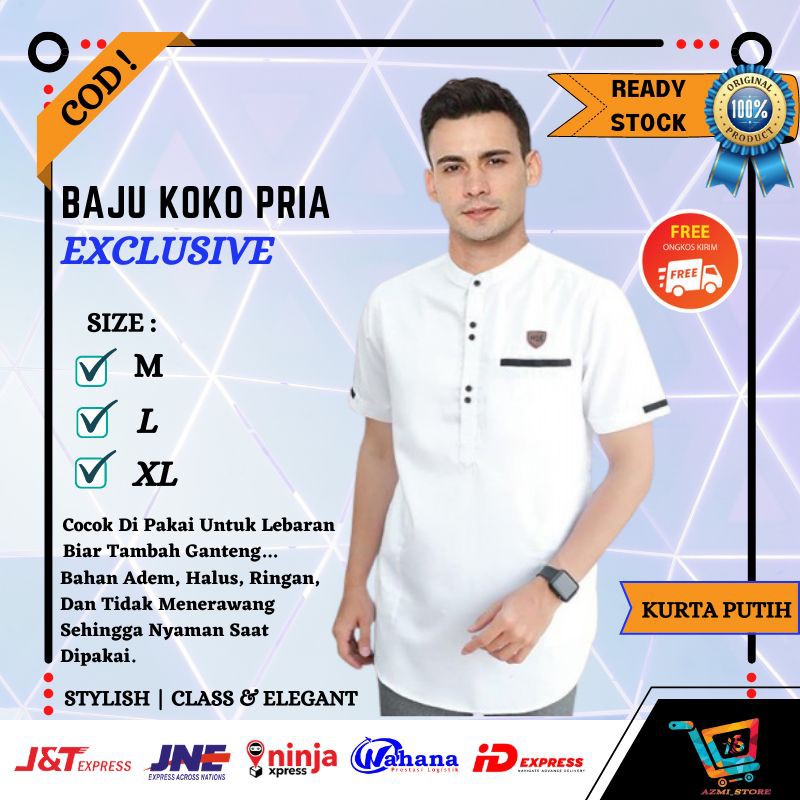 pakaian fashion pria muslim baju koko kurta katun adem terbaru berkualitas murah edisi lebaran 2021