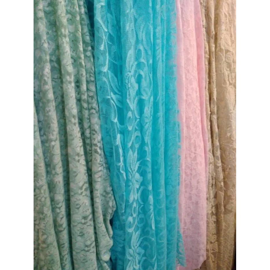 Kain-Bahan Brukat Stretch/Brokat Lace - Putih