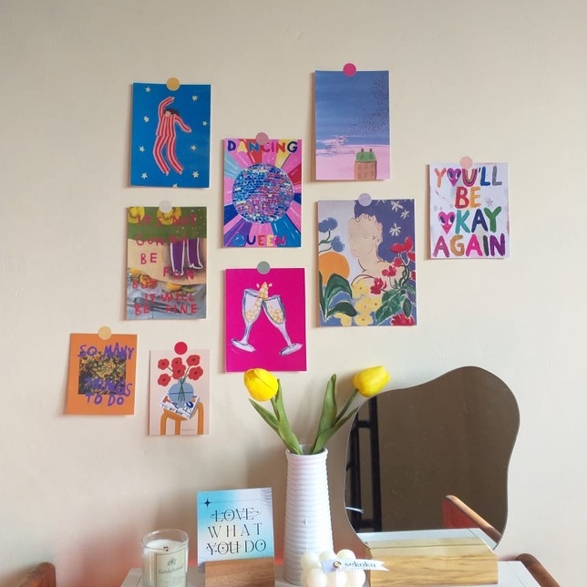 artsy postcard wall decor dekorasi dinding ala korea