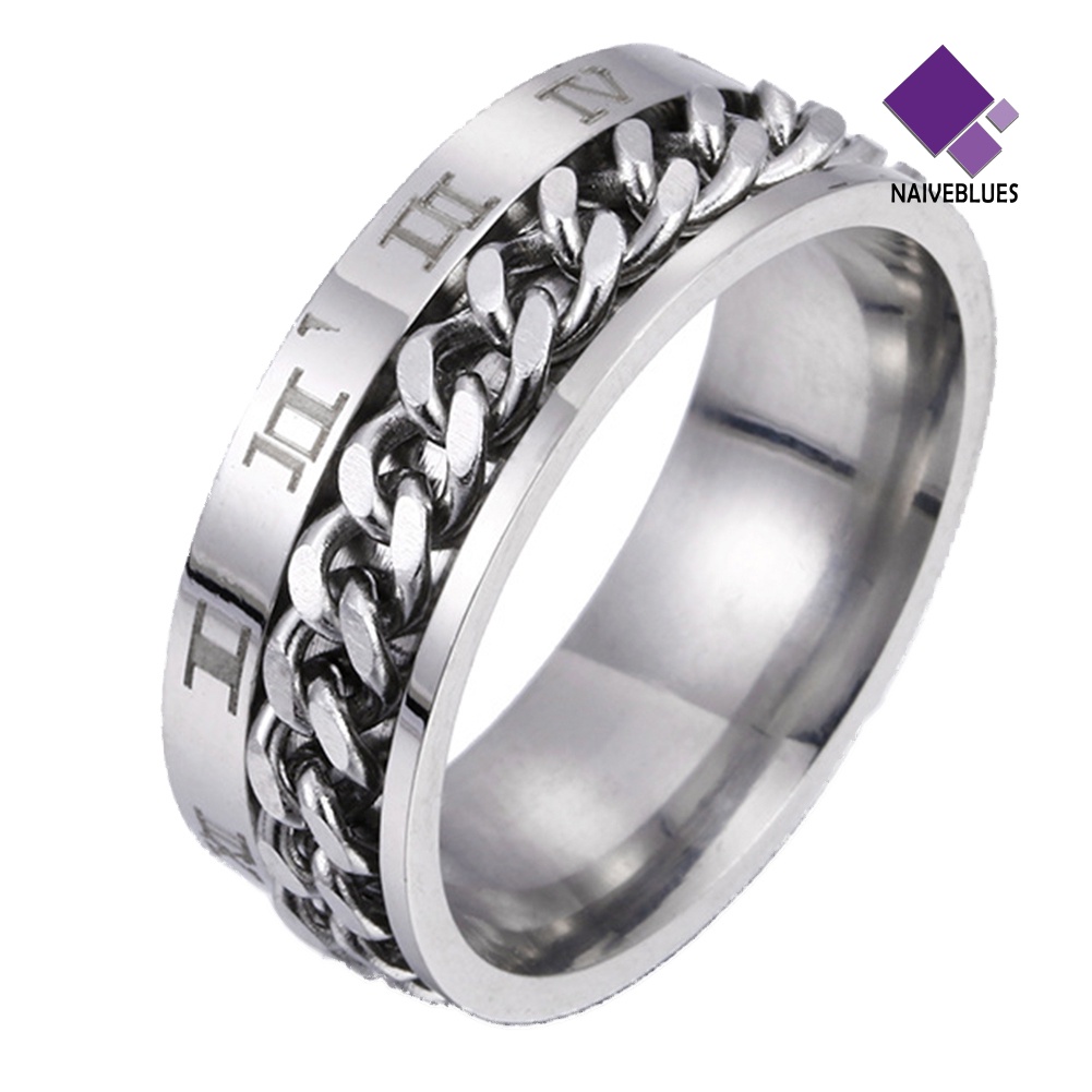 Naiveblue Cincin Titanium Steel Model Rantai Twist Gaya Roma Untuk Unisex / Pria / Wanita / Pesta / Hadiah