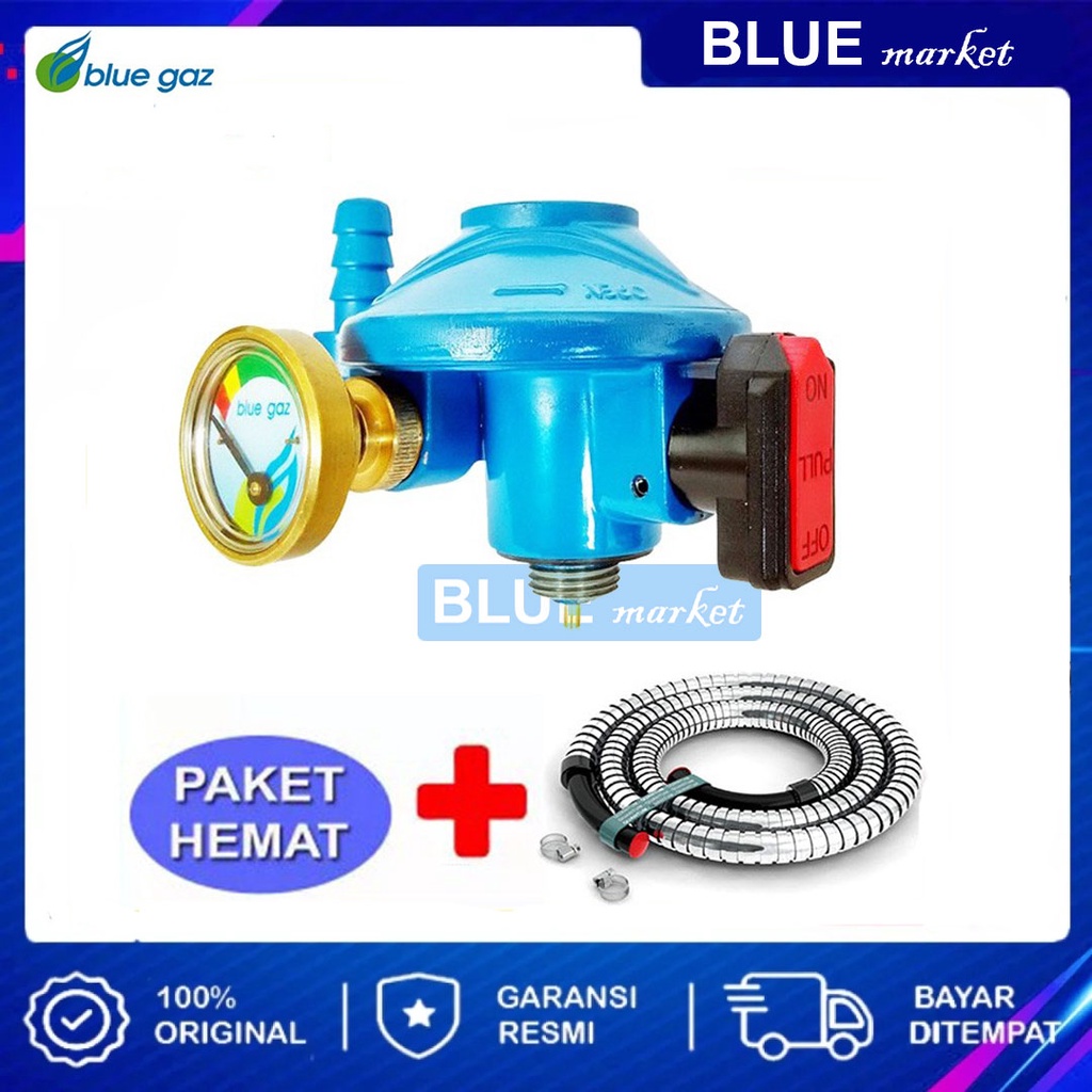 Paket Blue Gaz Regulator PD - blue gaz Indikator Gas + Selang 1.8M - REGULETOR SAJA