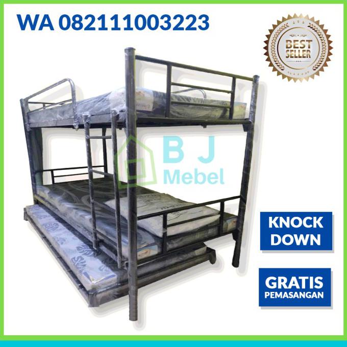 Ranjang Susun Sorong Ranjang Tingkat Sorong + Kasur + Bantal