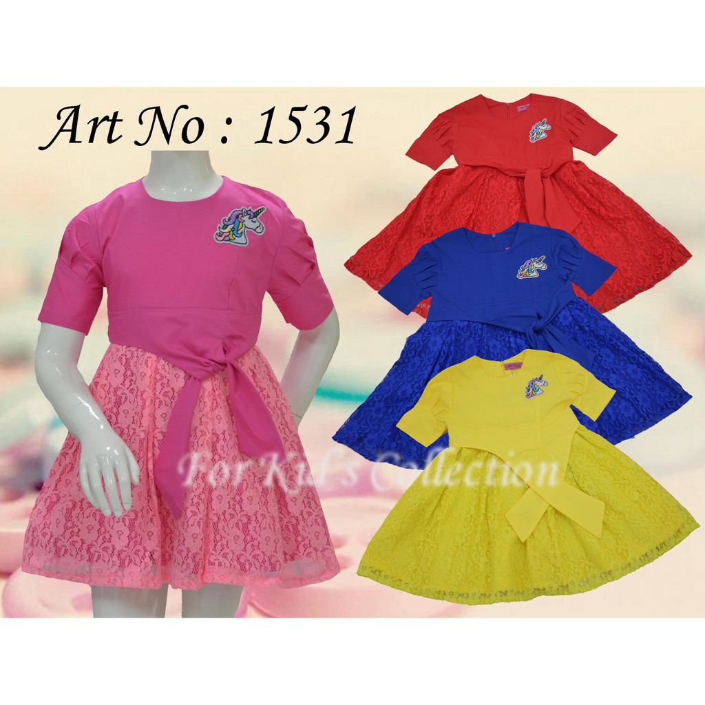 Dress Anak Perempuan Model Casual Fashion Dengan Bahan Katun Kombinasi Brukat Import