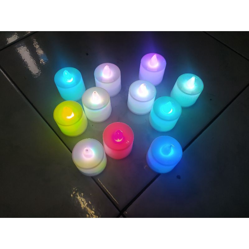 Lampu lilin LED mini nyala warna warni elektrik rgb rainbow kedap kedip lampu hias tidur dekorasi