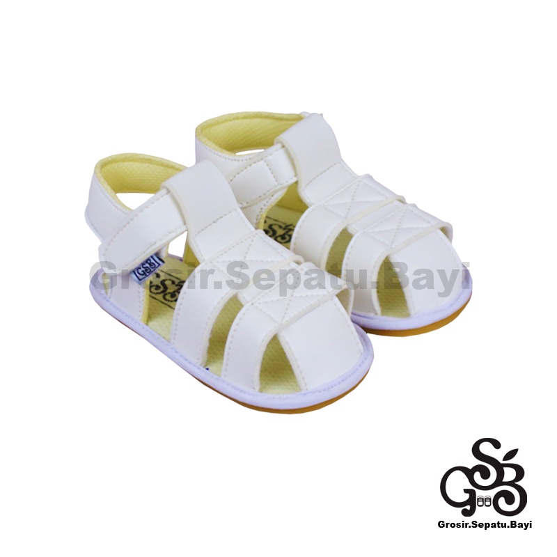 sendal bayi sepatu bayi sandal bayi  laki laki perempuan prewalker bayi  umur 2 - 12 bulan model casual S04 polos PUTIH ringan fleksibel &amp; Anti Slip