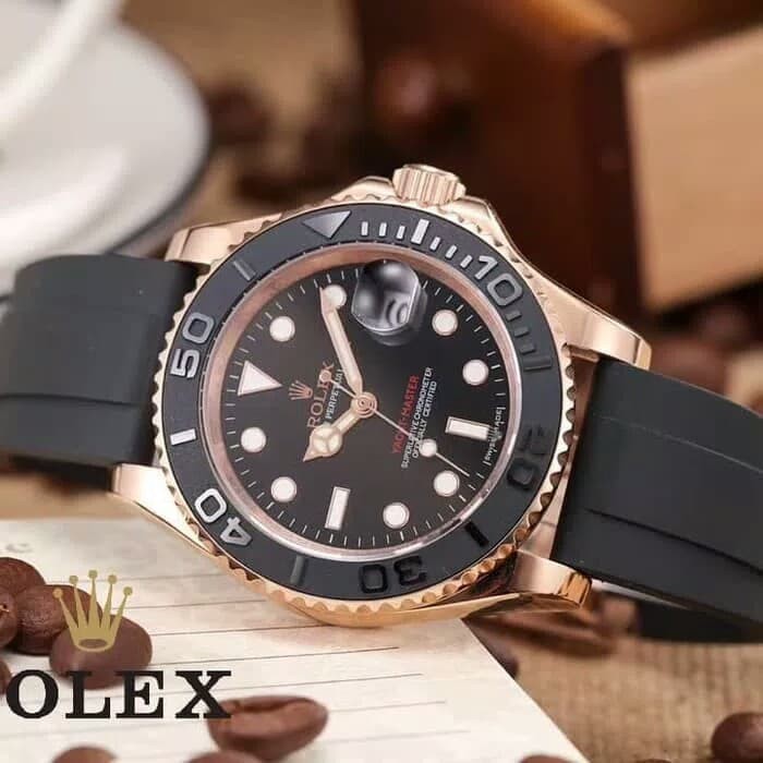 JAM TANGAN PRIA Rolex Yacht Master Rubber Strap Limited Edition SUPER