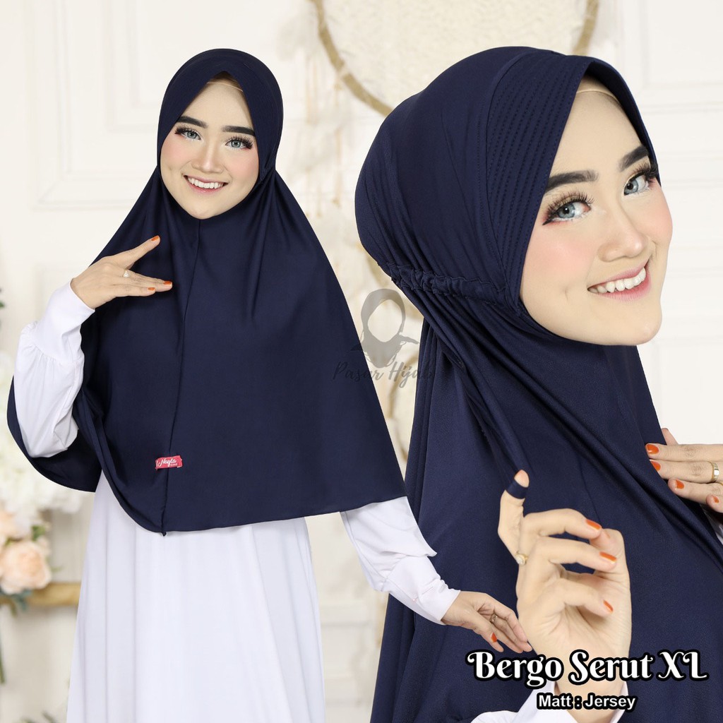 Hijab Instan Bergo Serut XL Ori Nayla Hija'b Kerudung Bergo Jersey Premium Pasar Hija'b