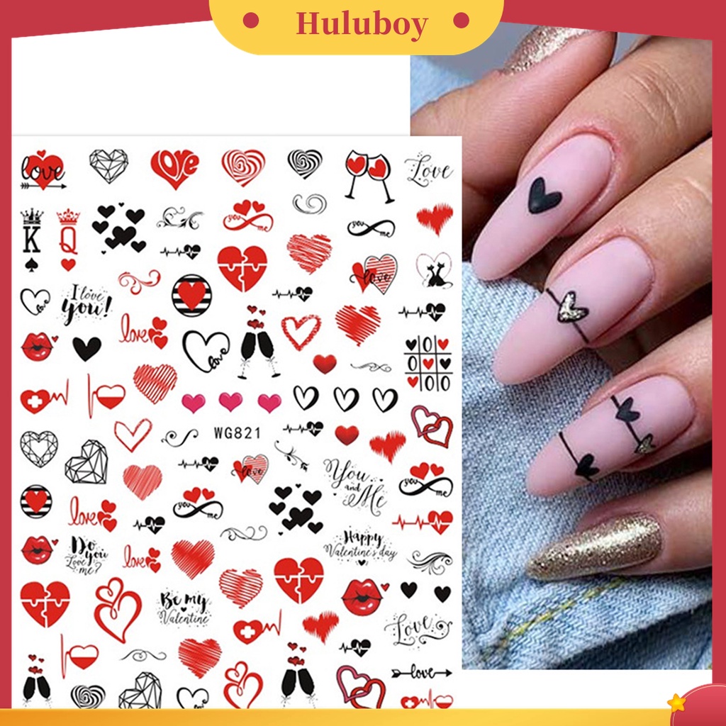 Huluboy Huluboy♡ Stiker Nail Art Efek 3D Ultra Tipis Untuk Wanita