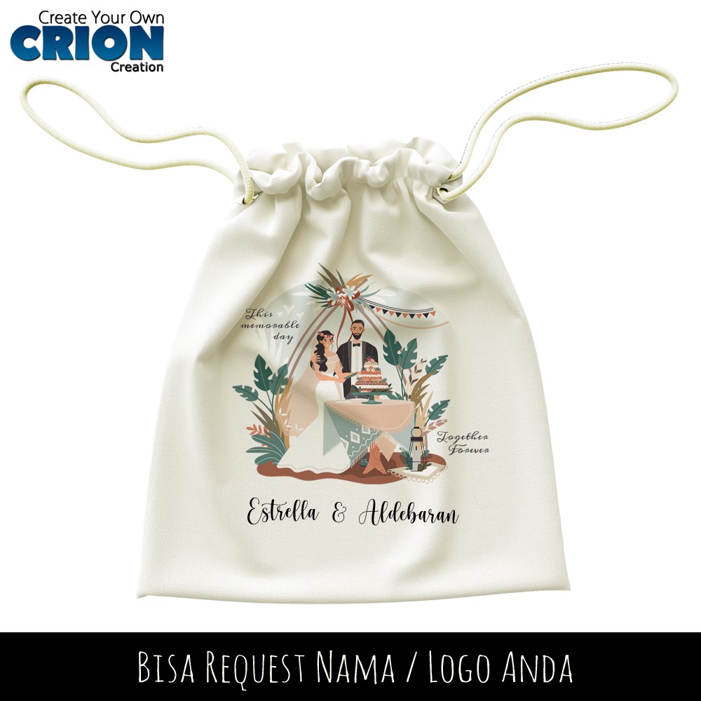 Pouch Serut Bisa Custom - Wedding Series - Souvenir/Hadiah - By Crion