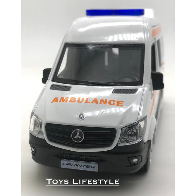 Miniatur / Hiasan Koleksi / Mainan Rmz City Diecast – Mercedez Benz Sprinter Van Ambulance Skala